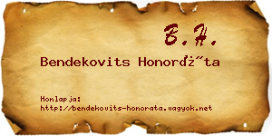 Bendekovits Honoráta névjegykártya